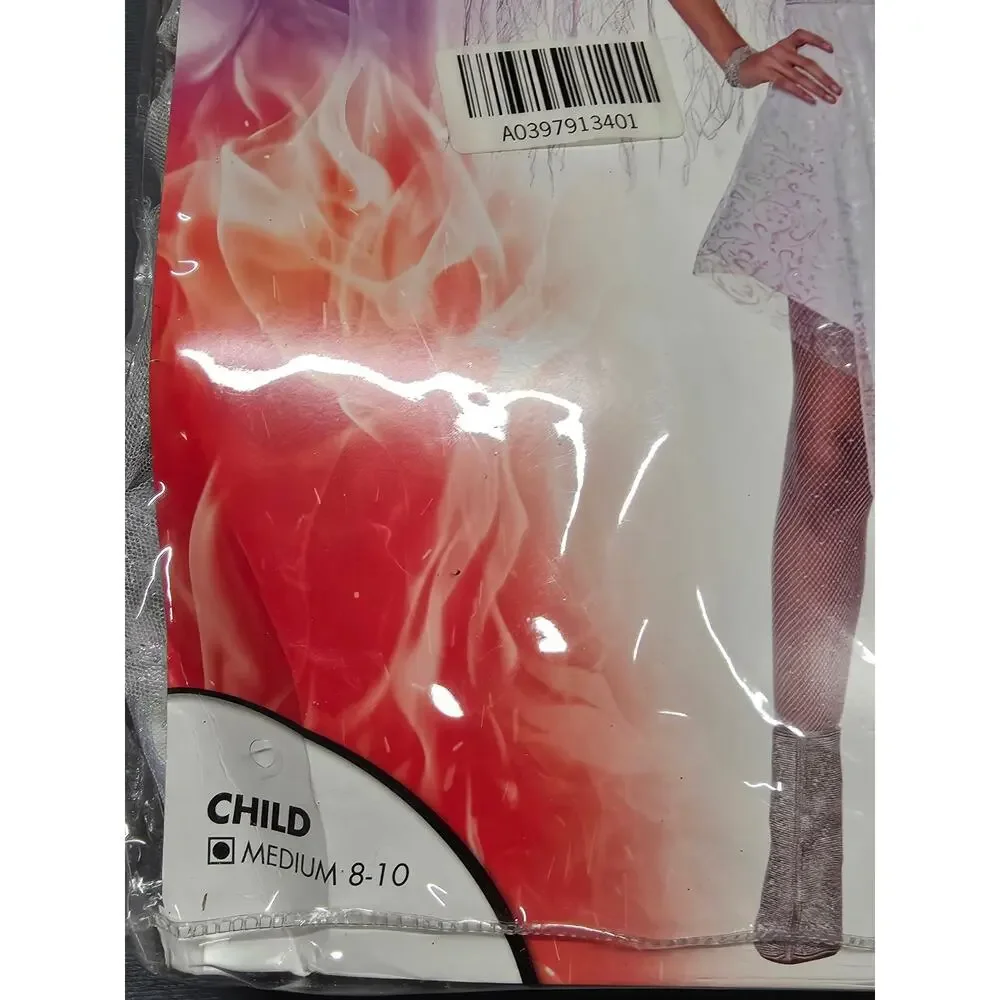 Angel Costume Kids Youth Medium Halloween Play White Wings Dress Headband Spirit